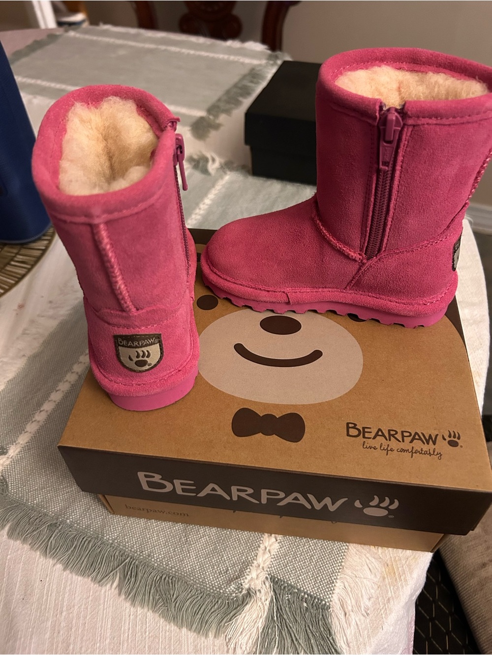 BearPaw Hot Pink Suede Girls' Boots